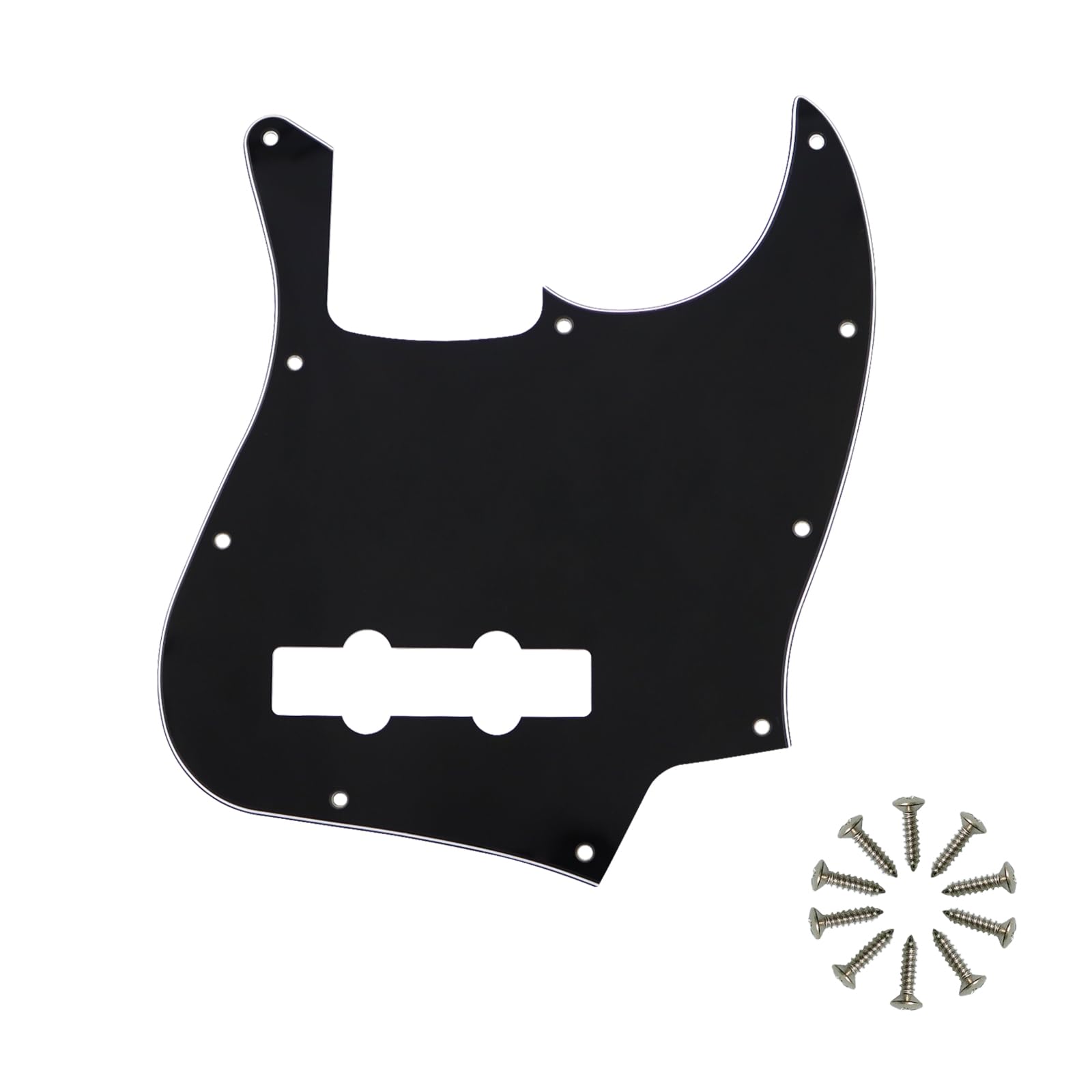 Phrilam 10-Hole Jazz Bass Pickguard for Fender 4 String Bass, Black 3Ply