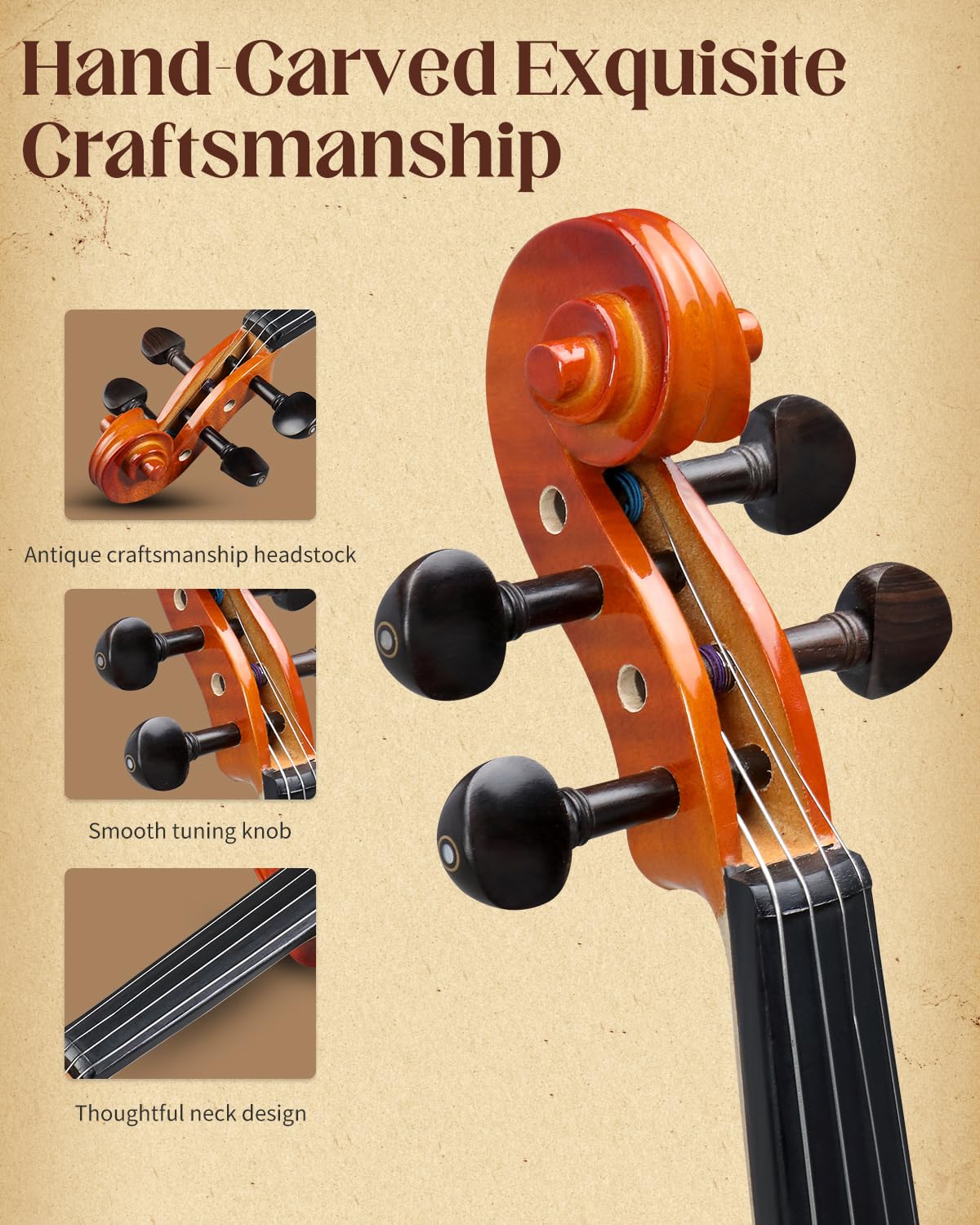 Ktaxon Violin 4/4 Full Size Set Acoustic Fiddle Complete Kit, Glossy
