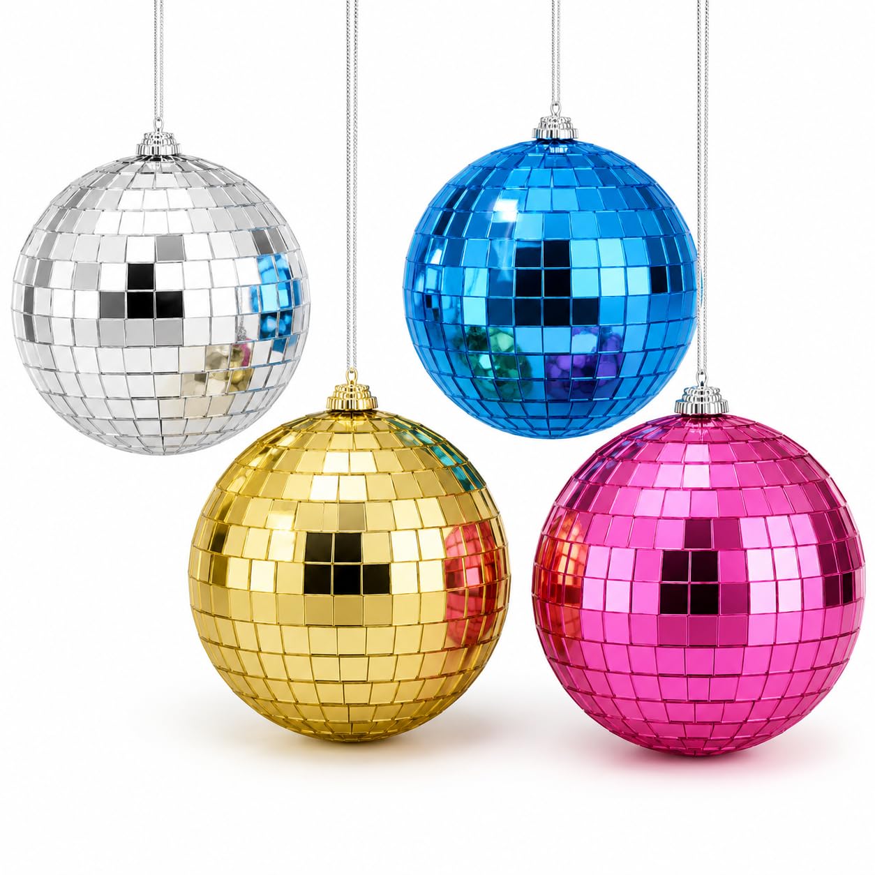 Youdepot Disco Ball 4-Pack 4″ Hanging Christmas Decor
