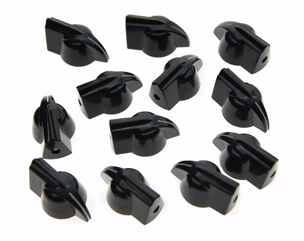 Dopro Pack of 12 Raised Vintage Set Screw Guitar AMP Chicken Head/Effect Pointer Knob Black