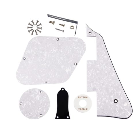 Phrilam Electric Guitar Pickguard Set for Gibson Les Paul, White Pearl 4Ply