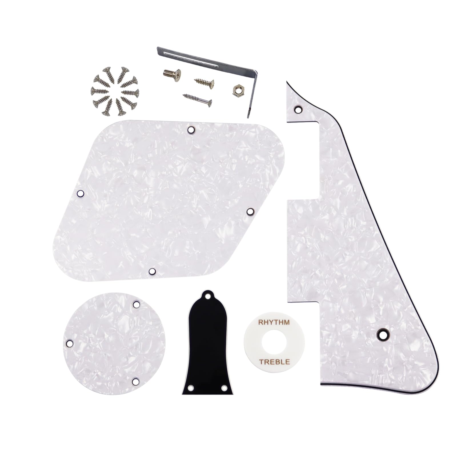 Phrilam Electric Guitar Pickguard Set for Gibson Les Paul, White Pearl 4Ply