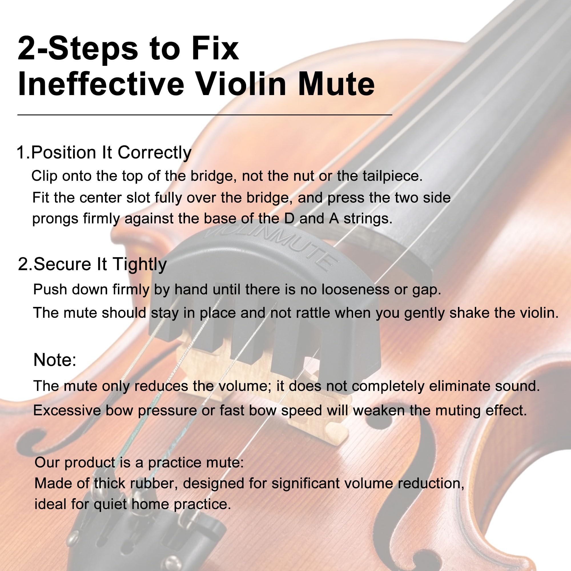 Black Rubber Violin Mute,Practice Silencer with Noise Reduction
