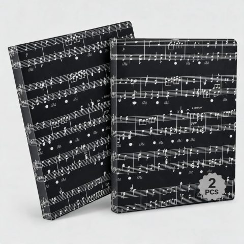Music Folder,40‑Pocket PP Sheet Music Holder for A4 Documents Black 2Pack