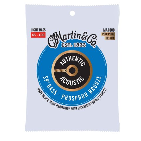 Martin Authentic Acoustic® SP® Bass Strings – Phosphor Bronze, Light Gauge | Long-Lasting Tone, Corrosion Resistance & Tuning Stability | 4-String Acoustic Bass Set