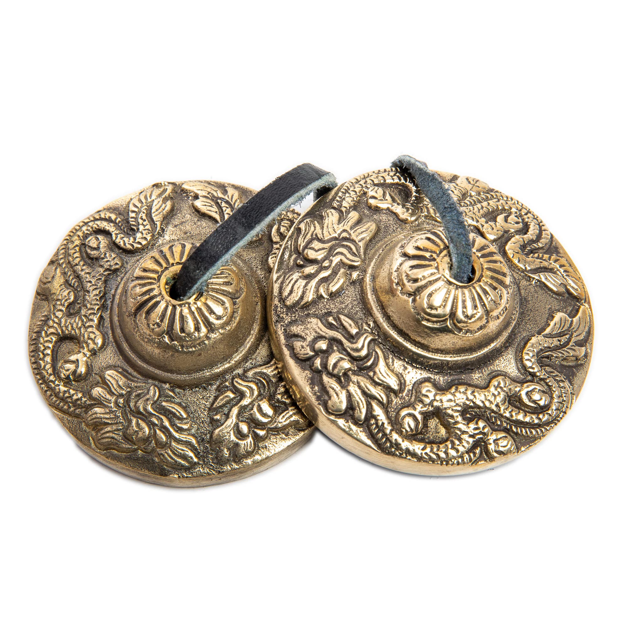 Tingsha Cymbals Bells – Easy To Play – Meditation Mindfulness Chime For Chakra Healing Sound Bath Dharma Gifts Handcrafted Tibetan By Himalayan Bazaar (Dragon Embossed)