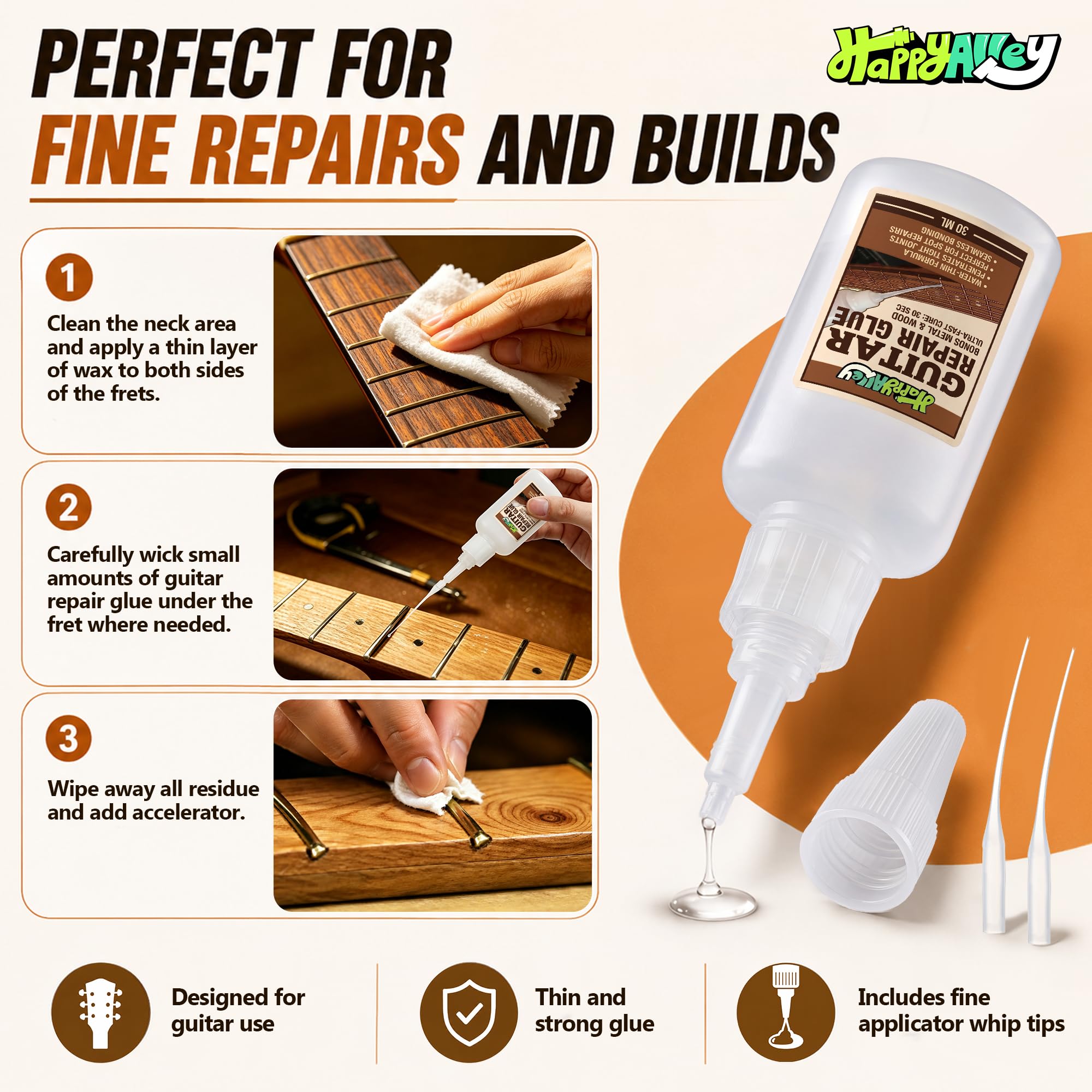 2 Pcs Guitar Nut and Binding Glue Kit, Repair Thin CA Glue for Fret & Nut