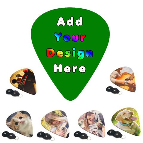 PLKIUYT 6-Pack Customized Guitar Picks Personalized Guitar Accessories Two Sides Printing with Your Name Text Picture Guitar Pick for Men and Women, Green, 0.71mm