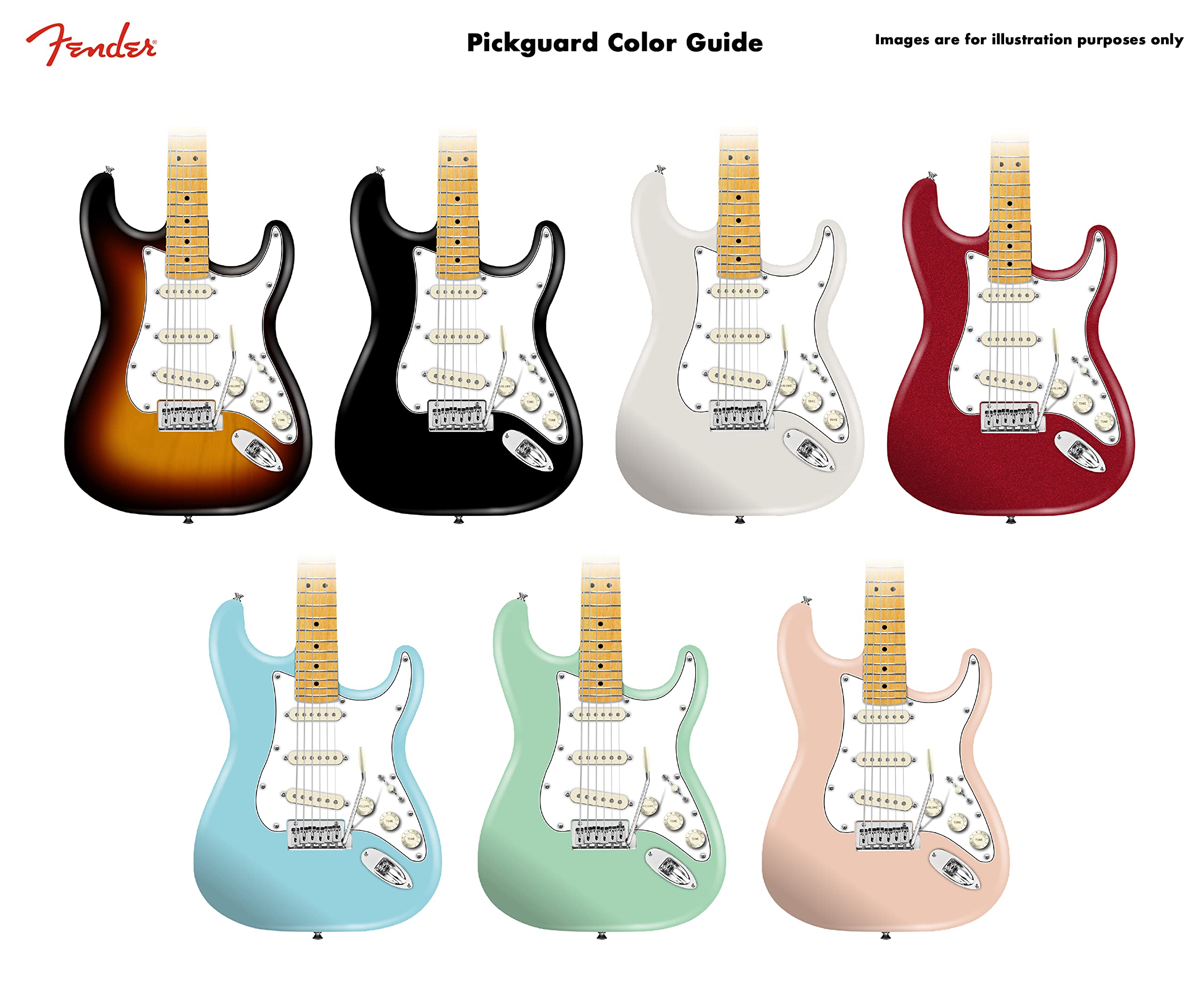 Fender 62 Stratocaster – (11 Hole) 3-Ply Pick Guard for 3 Single-Coil Pickups – White