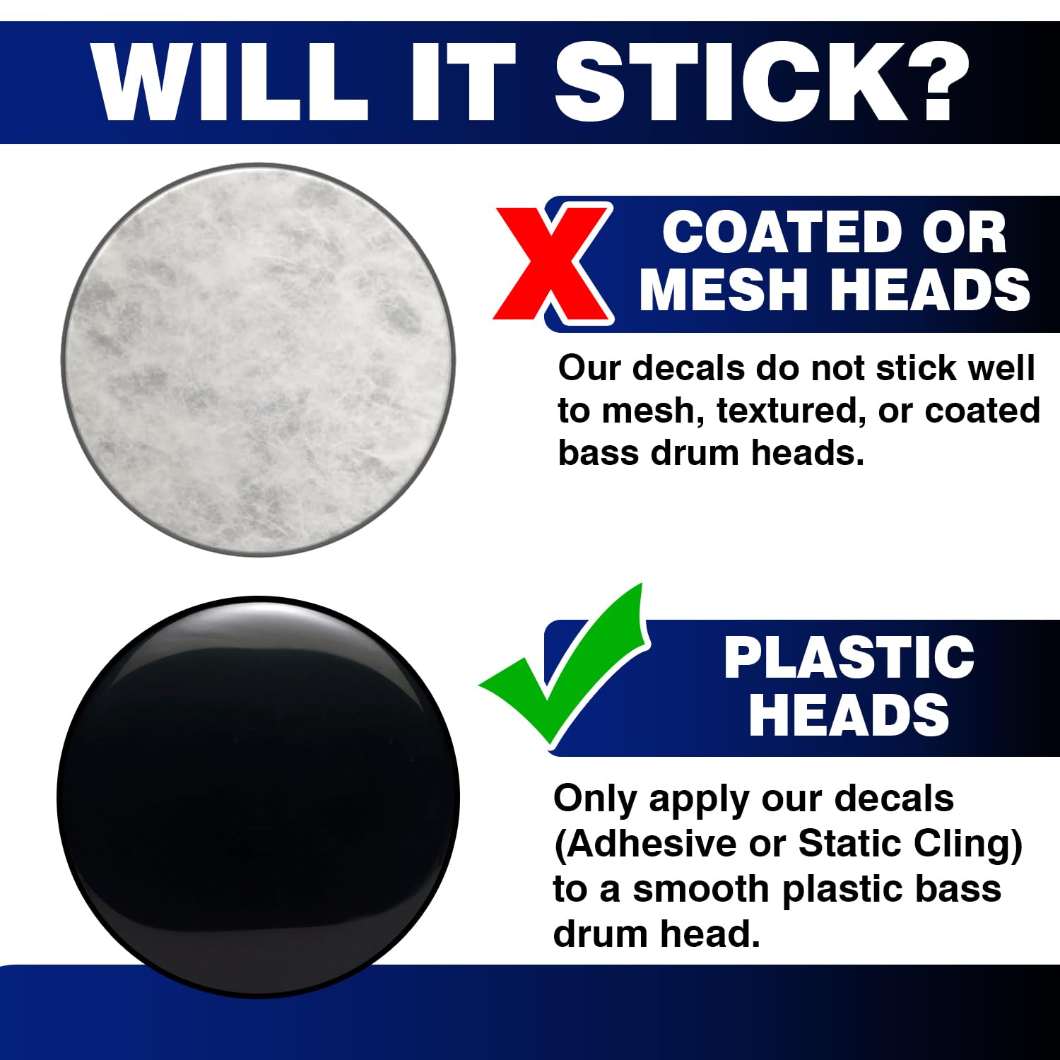 Custom Bass Drum Decal – Personalized Custom Stickers for Drums, Full Color Logo Band, Bass Drum Head Wrap, Easy Apply & Remove for Professional or DIY Kits, Made in USA