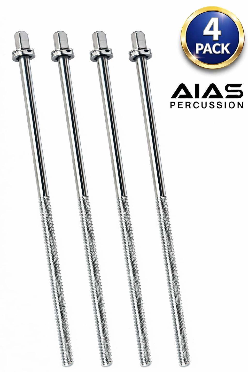 AIAS Bass Drum Tension Rods, 4 1/3 Inch (110mm), 4 Pack