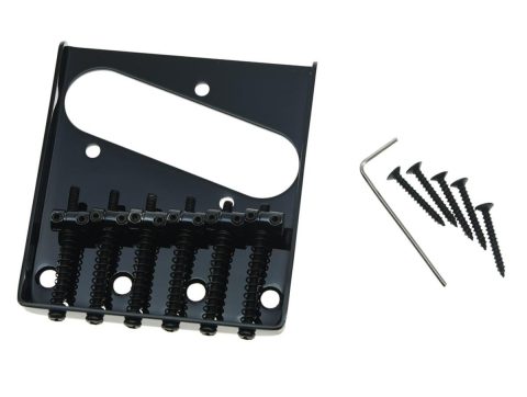 KAISH Black Vintage Style Tele Ashtray Electric Guitar Bridge with 6 Barrel Saddles for Telecaster