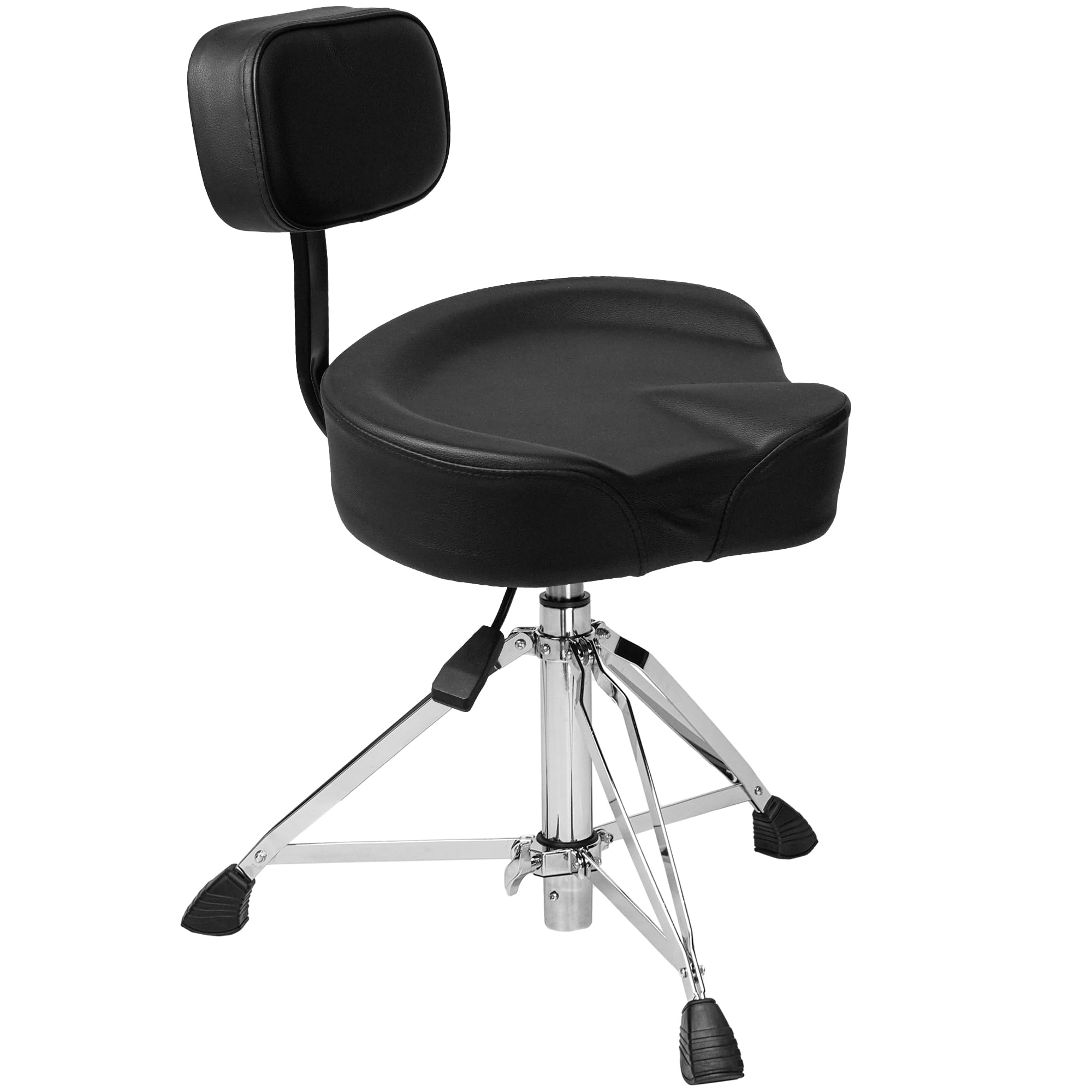 TIZECO Hydraulic Drum Throne with Backrest, Heavy Duty Drum Stool, Drummer Stool Adjustable Height, Motorcycle Style Drummers Seat with Back Support, Drummers Throne