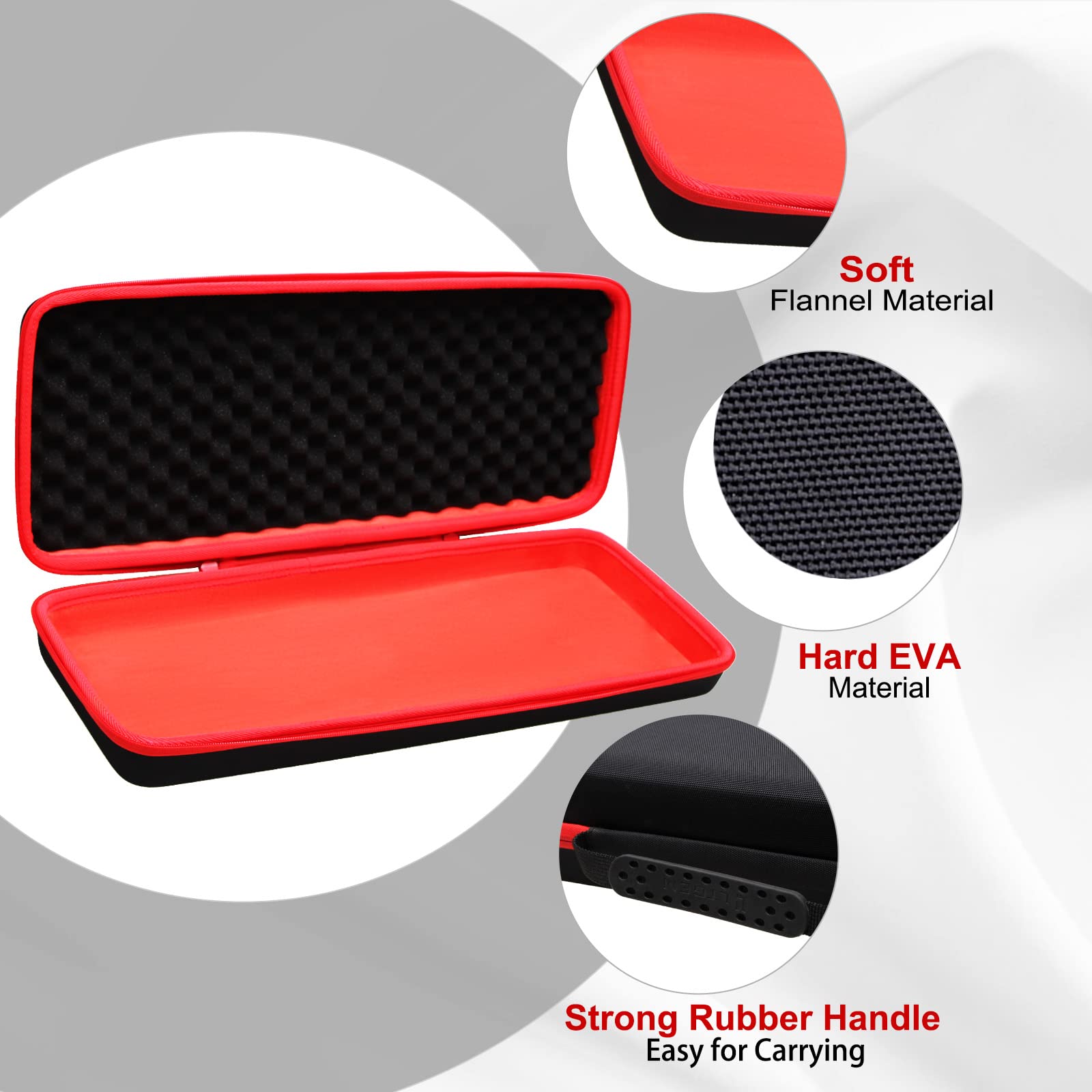 LTGEM Hard Case for Akai Professional MPK Mini Plus – USB MIDI Keyboard Controller – Travel Protective Carrying Storage Bag (Black+Red)