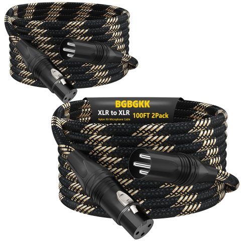 BGBGKK Braided XLR Cables, Professional Microphone Cable 100ft 2 Pack