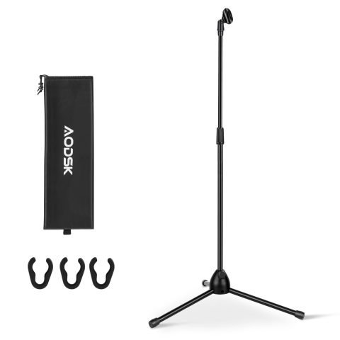 AODSK Adjustable Microphone Stand,Heavy Tripod Base,22-68″,Universal Holder