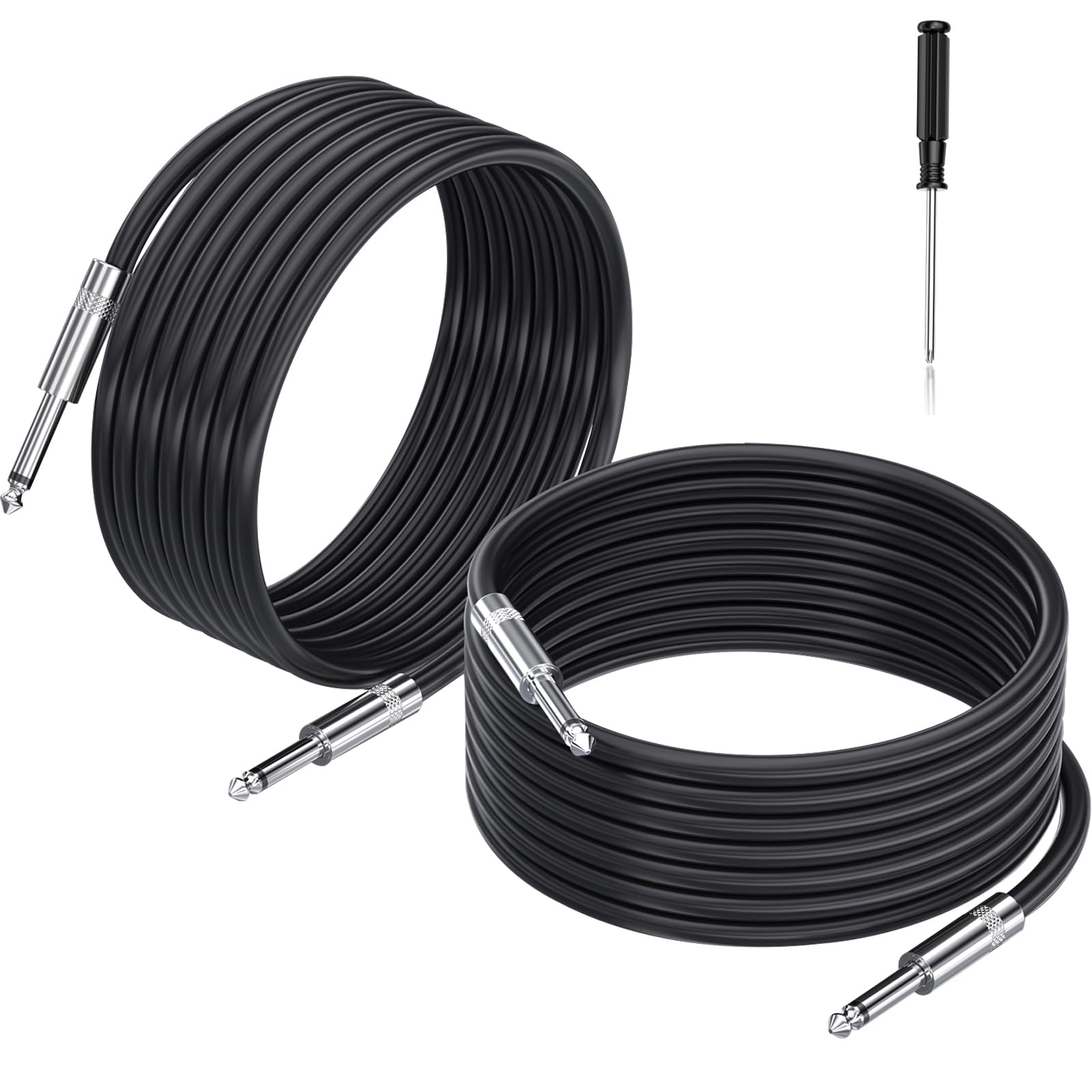 EPYOADO 2 Pack 100 feet 1/4″ to 1/4″ Speaker Cables, 12 AWG Professional 6.35mm to 6.35mm Stereo Audio Cable Heavy Duty Cord Wire Guitar Speaker Cable
