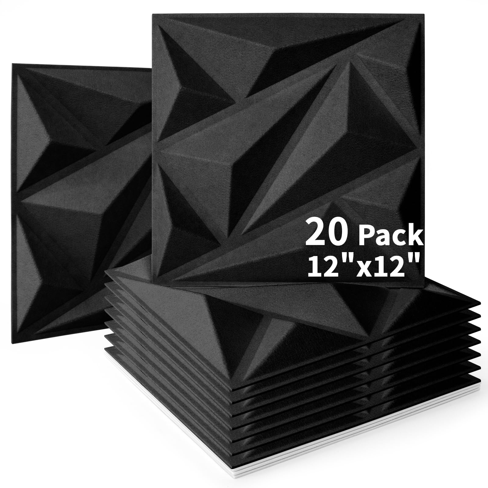Art3dwallpanels Acoustic Panels 20 Pack Soundproof Wall Panels Sound Dampening Panels, 3D Wall Panels Sound Absorbing Panels, 12″ X 12″, Blue with Tape