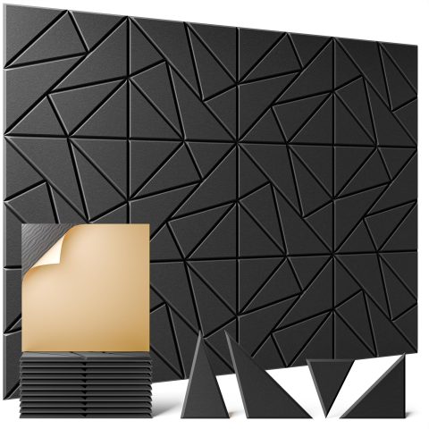 12 pack Sound Proof Foam Panels, 12″X 12″X 0.4″,Acoustic Panels Self-Adhesive,Soundproof Wall Panels High Density,Acoustic Panels Sound Absorbing for Wall Decoration and Acoustic Treatment-gray-12p