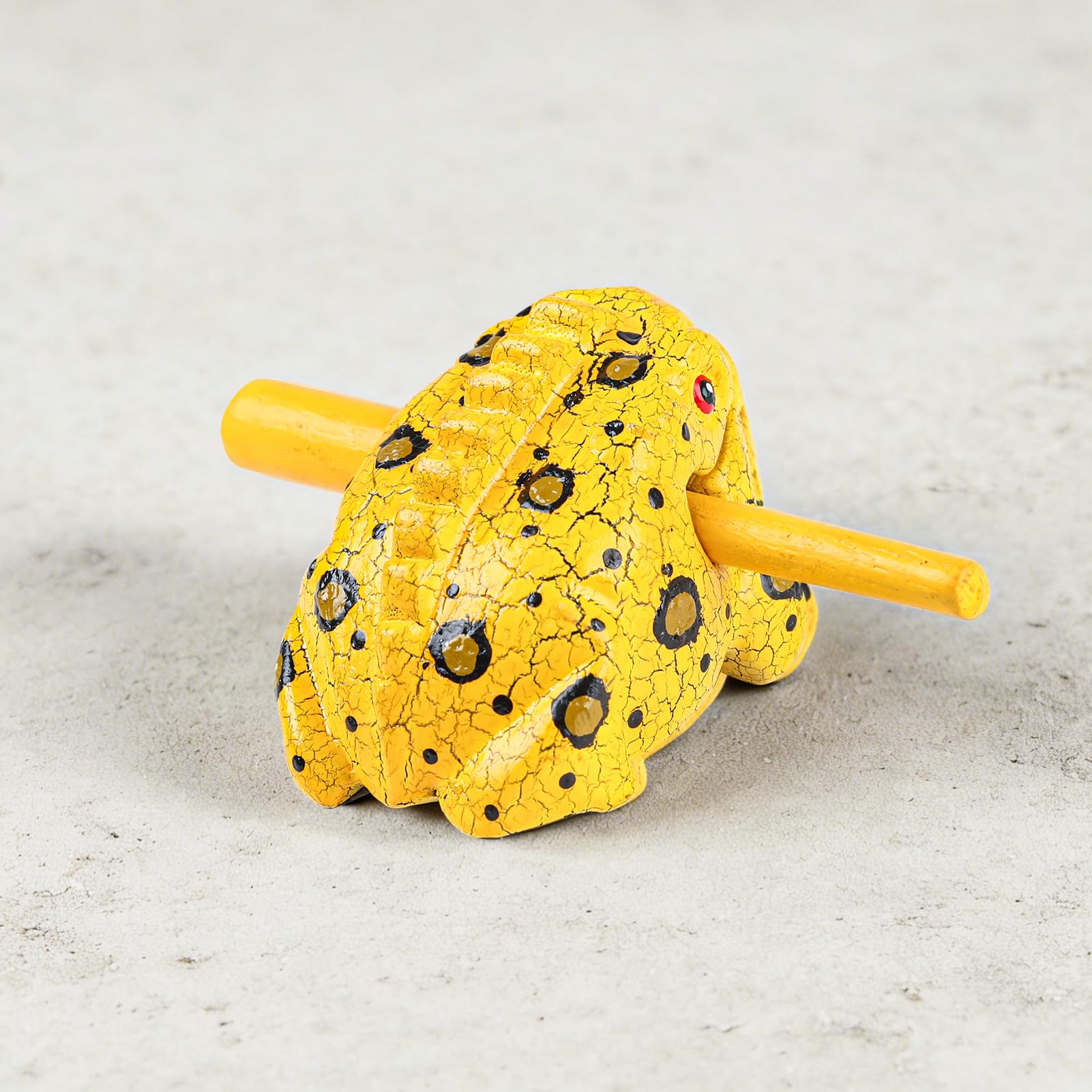 GOGHOST 3.5 inch Frog Guiro Rasp Wooden Instrument (Painted Yellow)