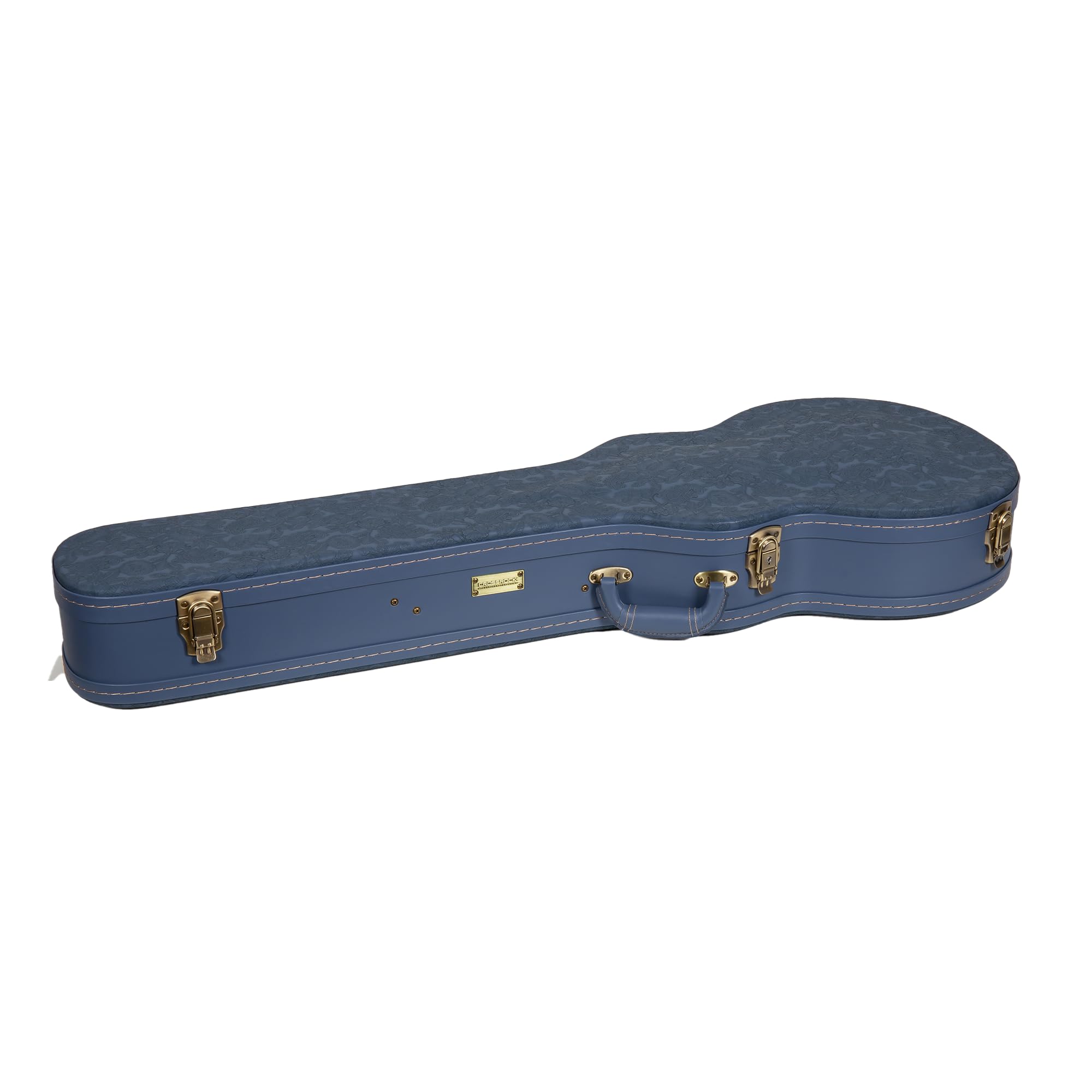 Crossrock Relief Series Les Paul Guitar Case for Single-Cut Electric Guitars | Carved Smoke Blue Finish, Monochrome Blue Velvet Interior, Lock – Premium Wooden Hardshell