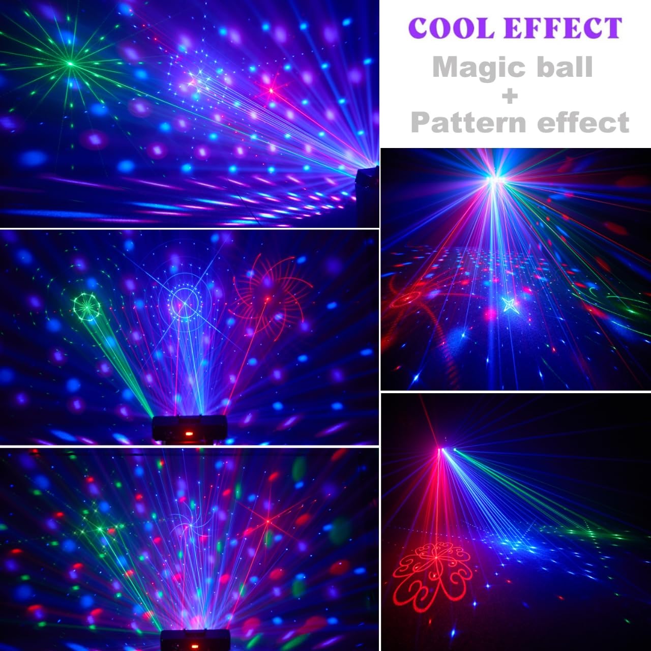 DJ Lights for Parties, Pro 7 in 1 DMX & Sound Activated DJ Lights Show Machine with Disco Ball Light, UV Black Lights – Sound Activated LED Lighting for Home, Karaoke, Birthday and DJ Events World Cup