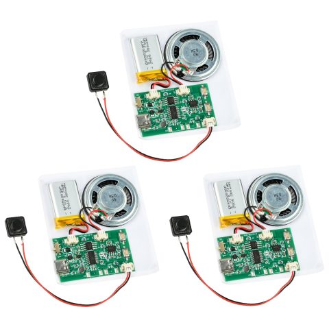 3PCS DIY Birthday Cards Music Module 8MB Push Button Activated Sound Module with Speaker, Easy Recording for Personalized Greetings, Voice Recorder Chip for Handmade Cards, Gift Boxes, Scrapbooks