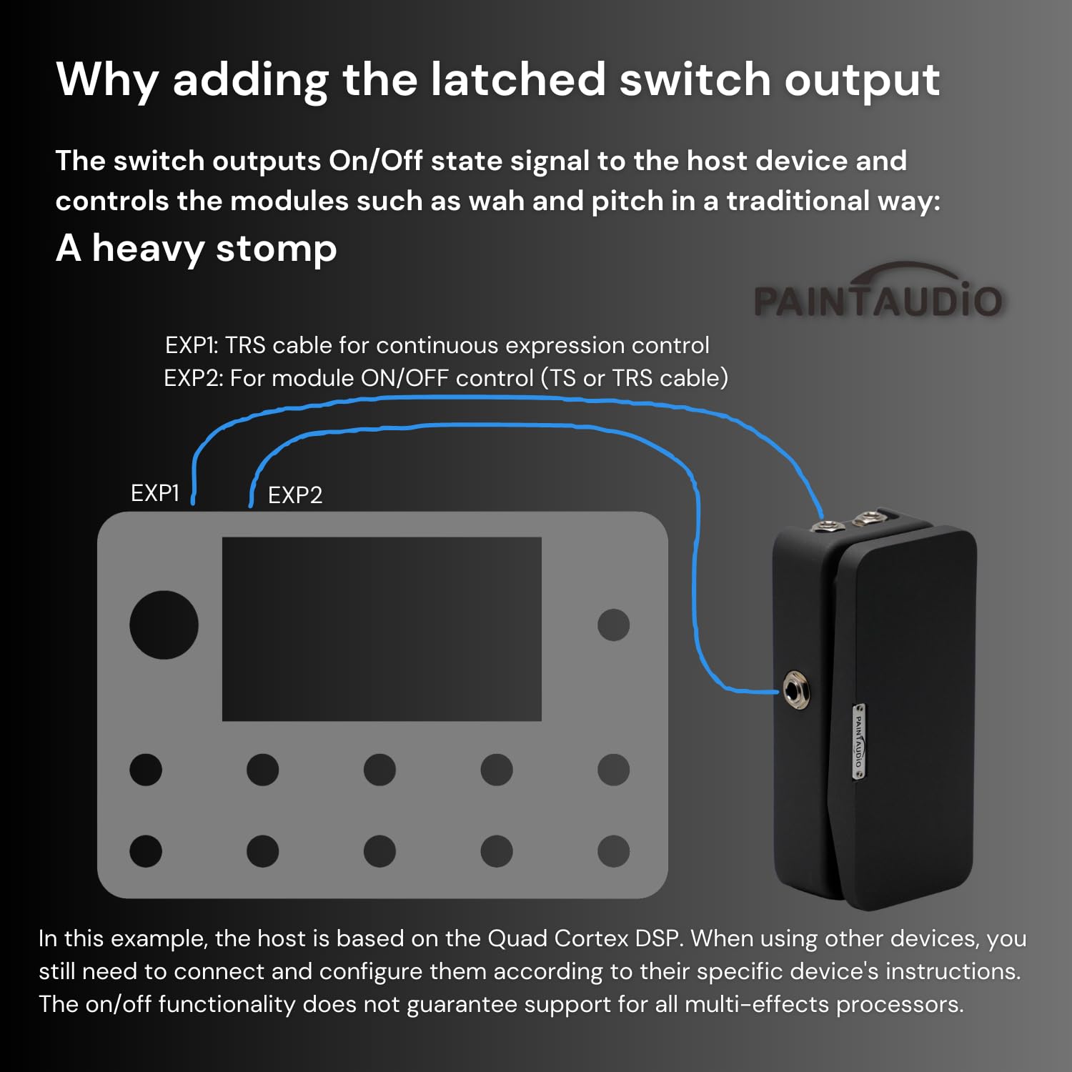 Paint Audio Foot Captain Dual Outputs Expression Pedal Multi-effects Compatible for Tip/Ring Connection (Foot Captain-SWL)