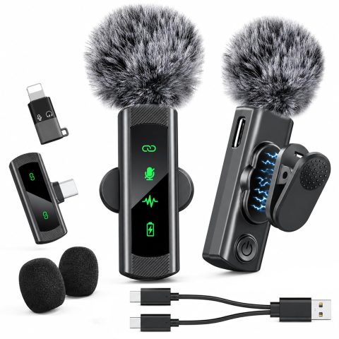 Wireless Lavalier Microphone 2 Pack
