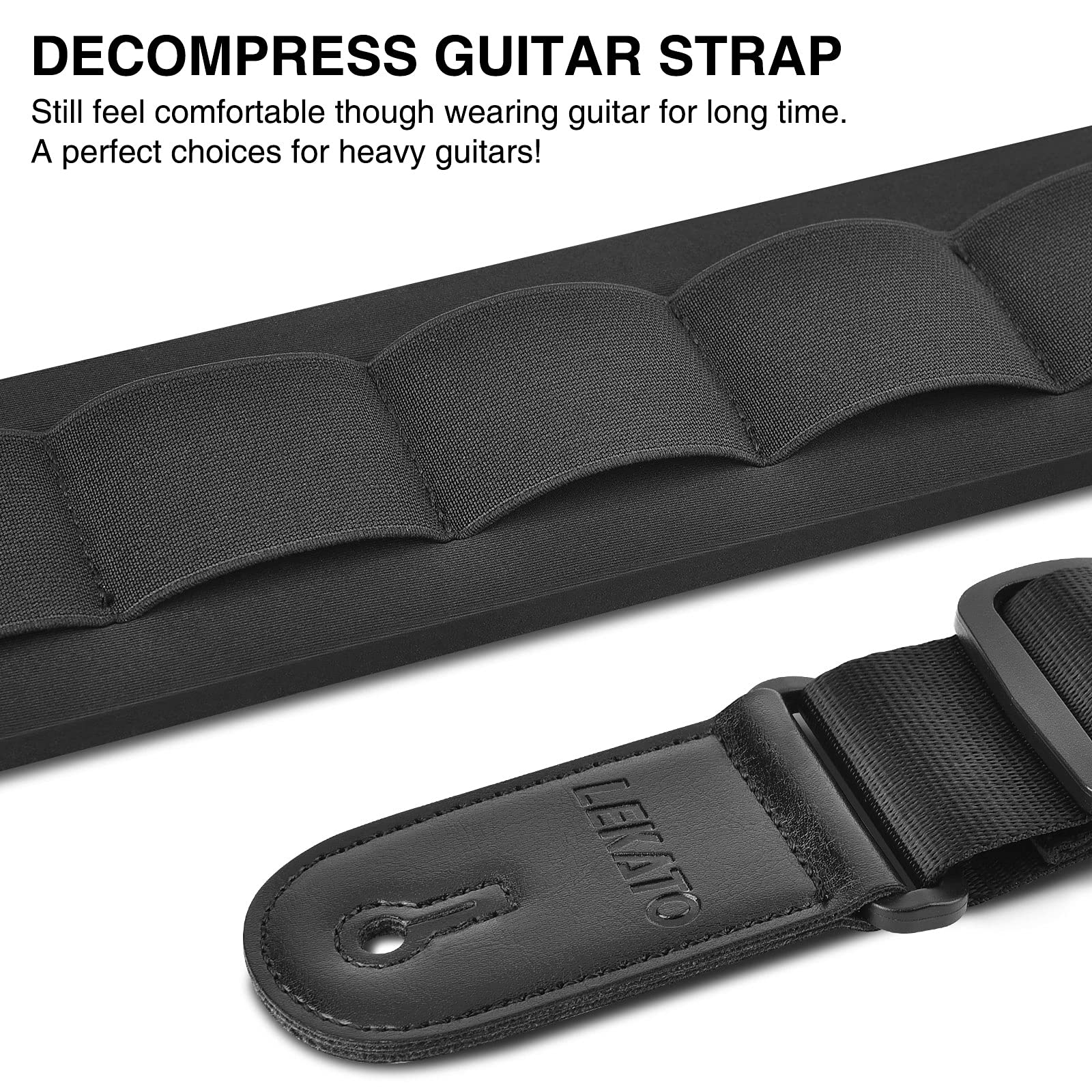 LEKATO Bass Guitar Strap 3.3″ Wide Padded Guitar Strap for Electric Guitar
