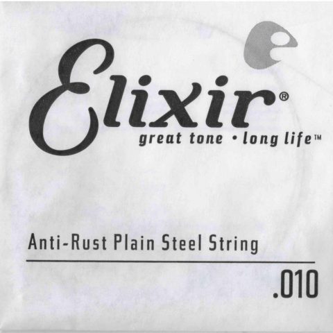 Elixir, Acoustic/Electric Guitar Strings, Anti-Rust Plain Steel, Single 10