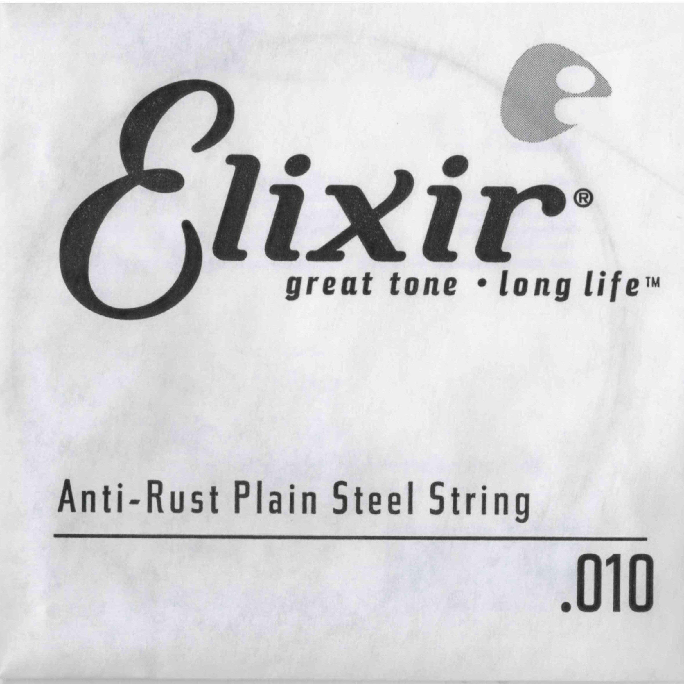 Elixir, Acoustic/Electric Guitar Strings, Anti-Rust Plain Steel, Single 10