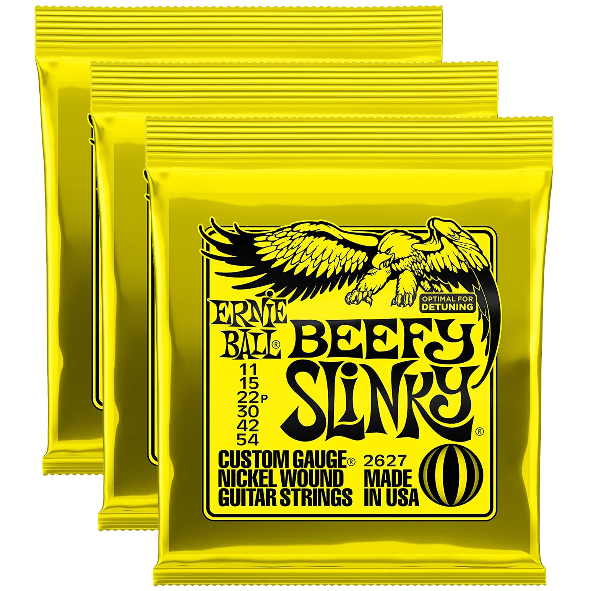 Ernie Ball 2627 Beefy Slinky Nickel Wound Electric Guitar Strings – 3 PACK