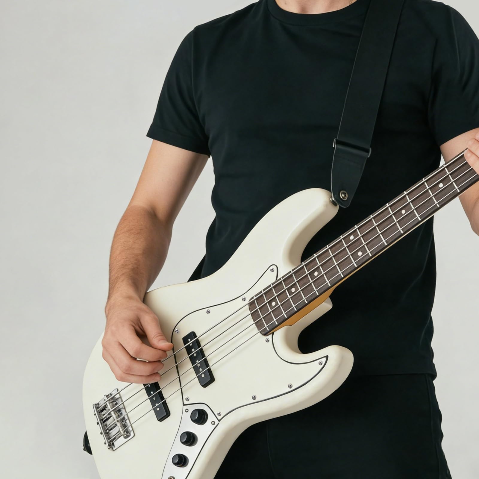 Phrilam 10-Hole Jazz Bass Pickguard for Fender 4 String Bass, Ivory 3Ply