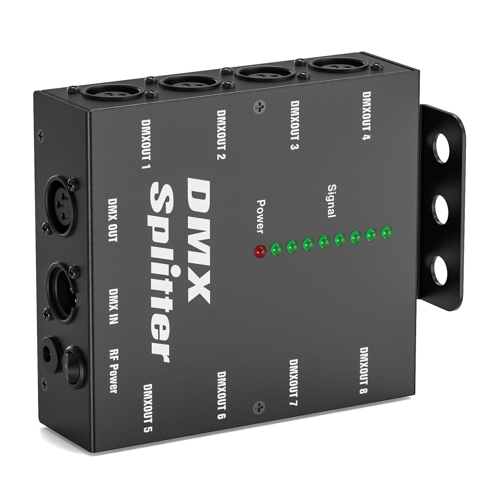 8-Way Isolated DMX512 Splitter Amplifier Distributor with 3-Pin Outputs XLR Signal Amplifier Transmitter Receiver for DJ Party LED Stage Lighting
