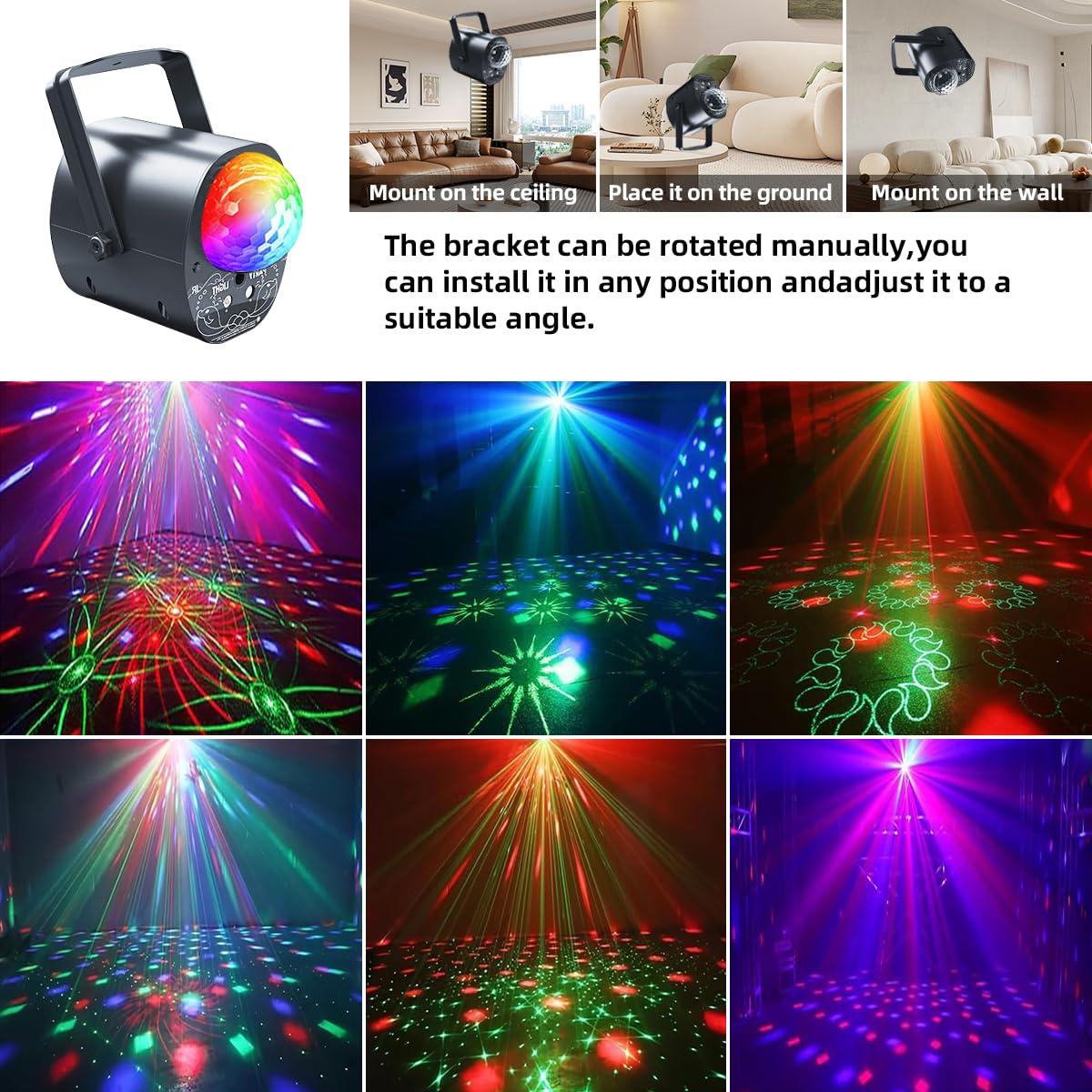 Yiixuyo Disco Ball Multi-Color Laser Pattern Light for Parties