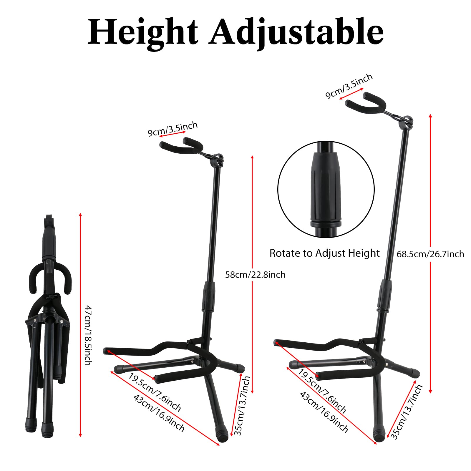 EASTROCK Guitar Stand – Guitar Stands Floor Adjustable Folding Guitar Stand