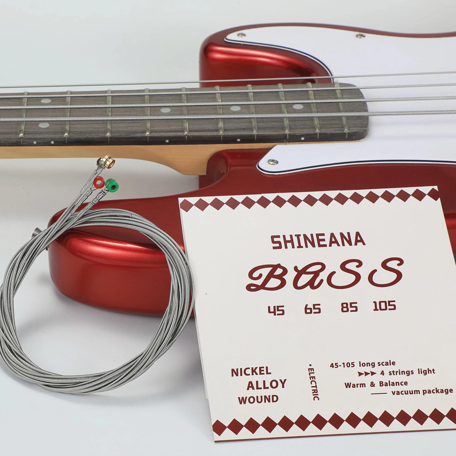 4-String Electric Bass Strings – Nickel Alloy Wound with German Hex Steel Core | Full Coated for Longevity | Vacuum Sealed (45-105 Medium) | Smooth Feel & Warm Tone (Light-coating)