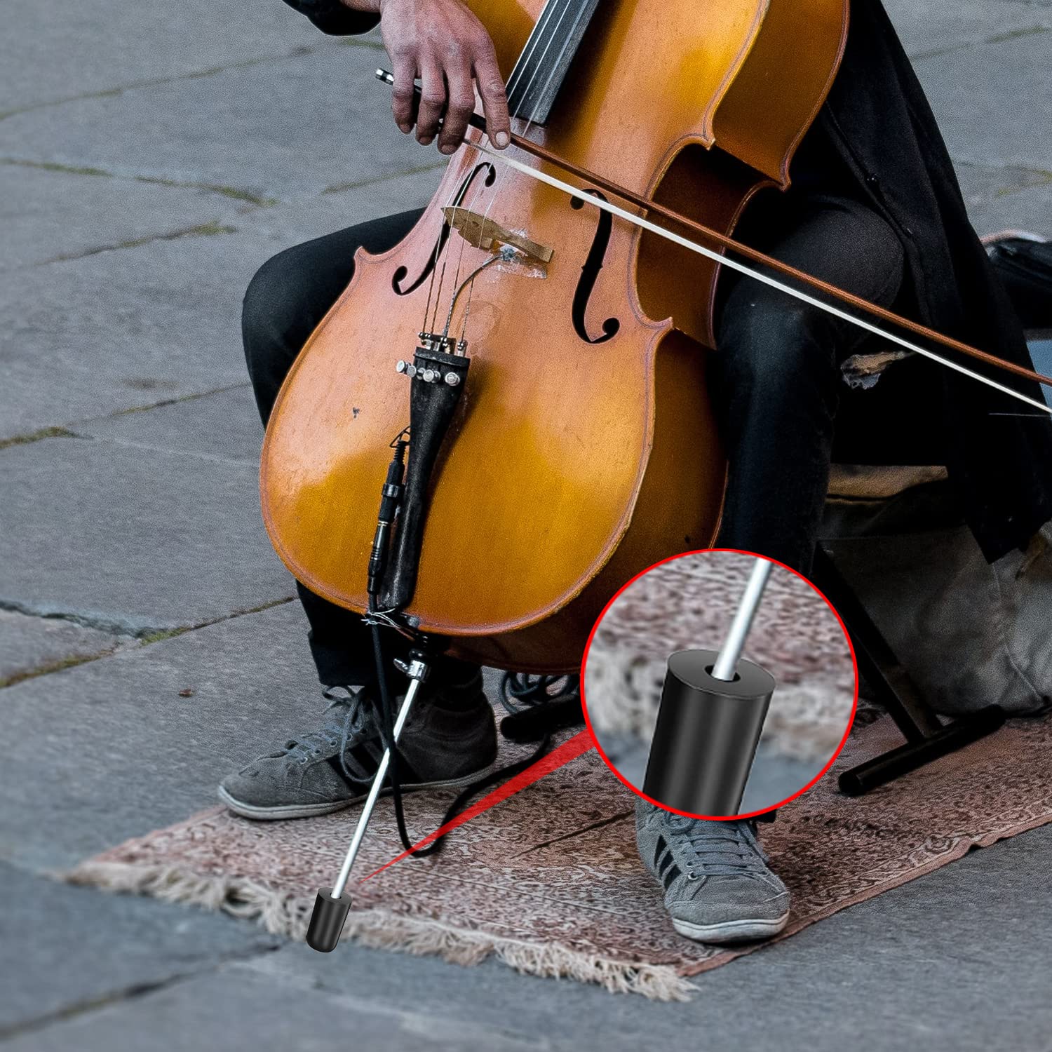 OBTANIM 5 Pcs Cello Endpin Anchor Stopper Include Adjustable Strap Rest Endpin Non Slip Stand Holder 3 Pcs Rubber Tip Floor Protector for Cello Bass Performance Accessories