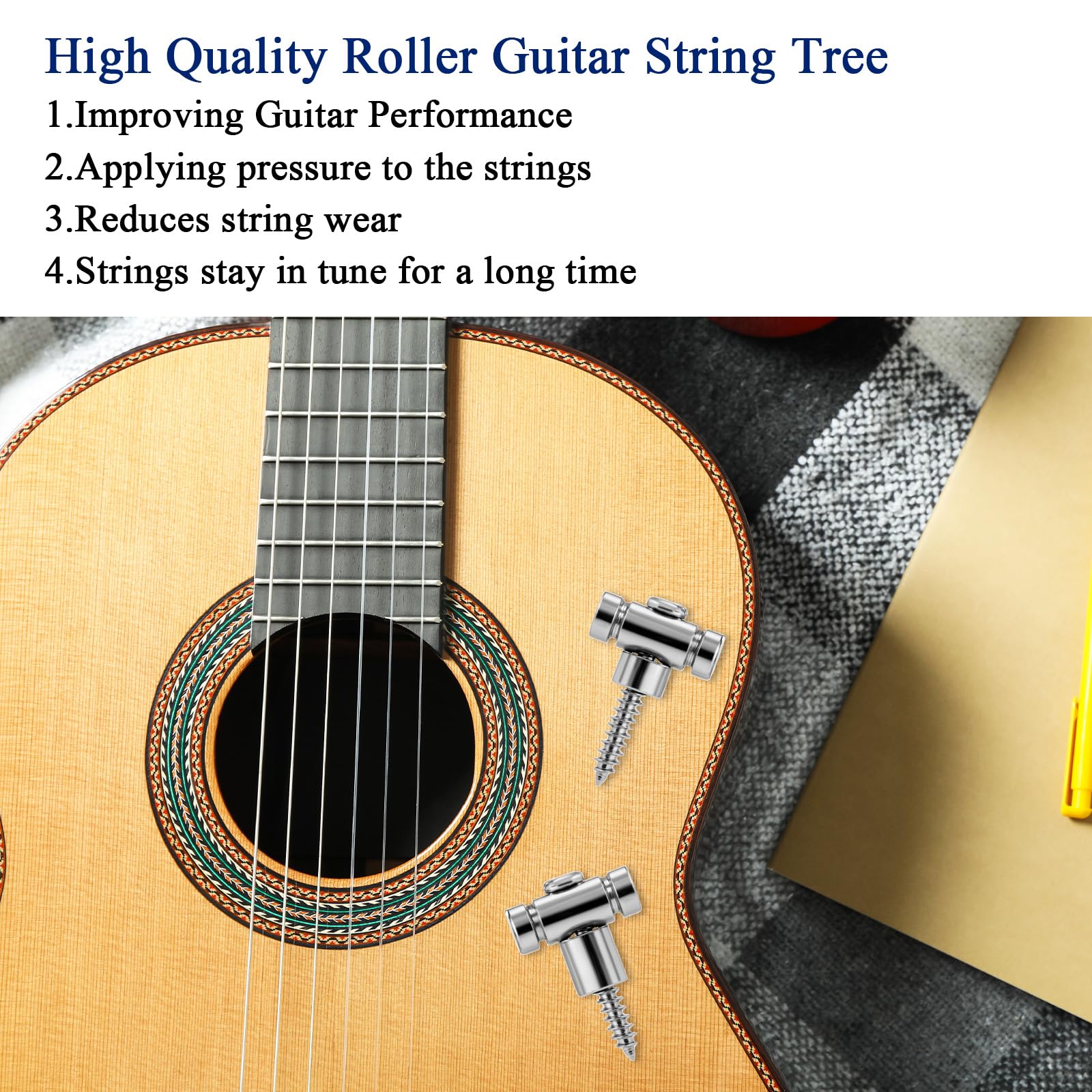 2 Pack Guitar Strings Tree Guitar Roller String Retainers String Trees for Electric Guitars Roller Electric Guitars Parts