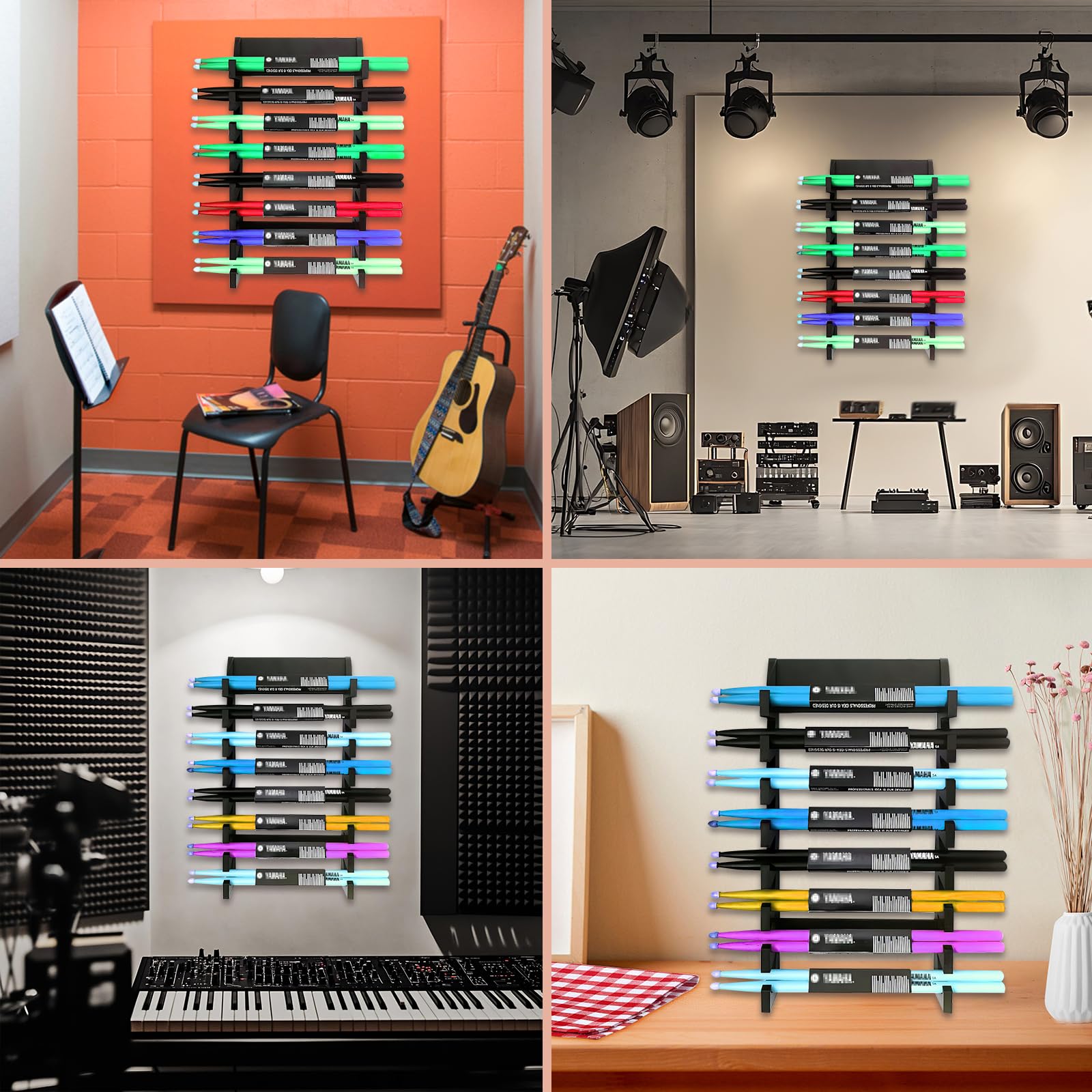 ChengFu Acrylic Drum Stick Holder Holds 8 Sets of Drumsticks Black