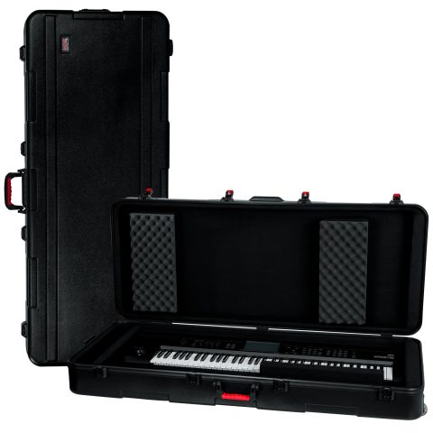 Gator Cases Frequent Flyer’s Series Molded Flight Case for Larger 76-Note Keyboards with TSA Approved Locking Latches and Recessed Wheels, (GTSA-KEY76D)