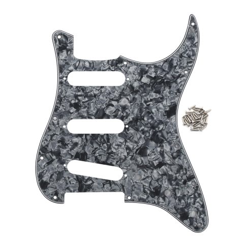 FLEOR 11 Holes ST Style Pickguard SSS Guitar Pickguard Pick Guard Scratchplate with Screws Set,4Ply Grey Pearl