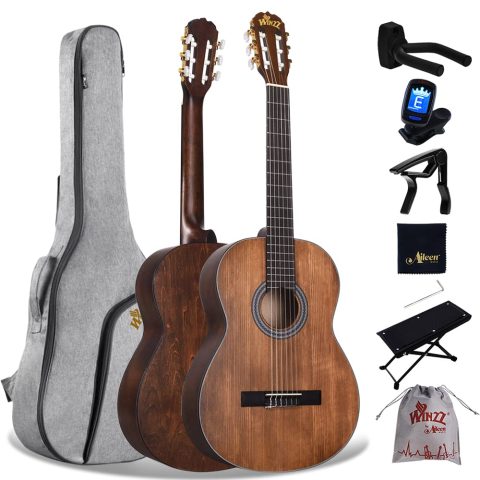 Winzz AC-H10L Classical Guitar 4/4 for Adult Beginners, Spanish Style Guitar Nylon-strings Full Size 39 Inches Blue