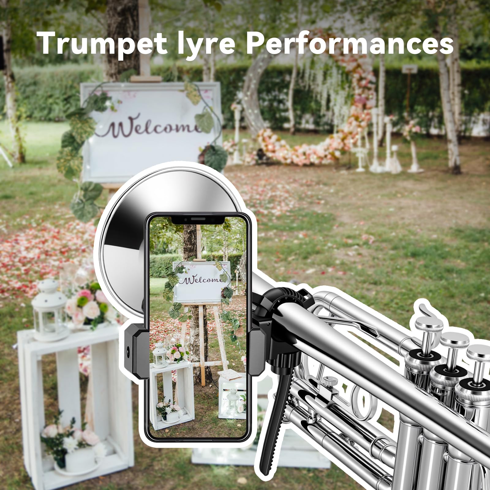 EASTROCK Trumpet Marching Lyre Phone Holder Adjustable 360° Rotation