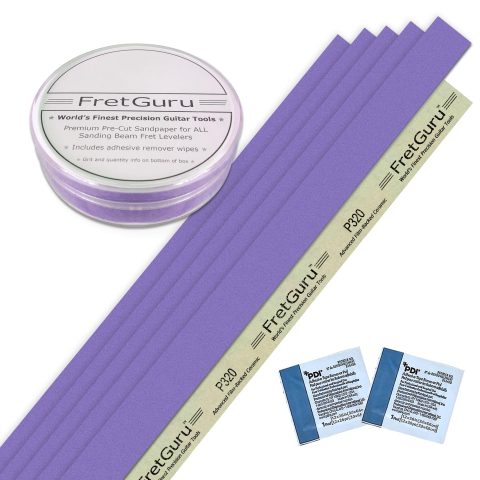 FretGuru Leveling Beam Replacement Sandpaper – 320 Grit 5 – Pack Self – Adhesive Strips for All Sanding Beam Fret Leveler 16” 400mm P320