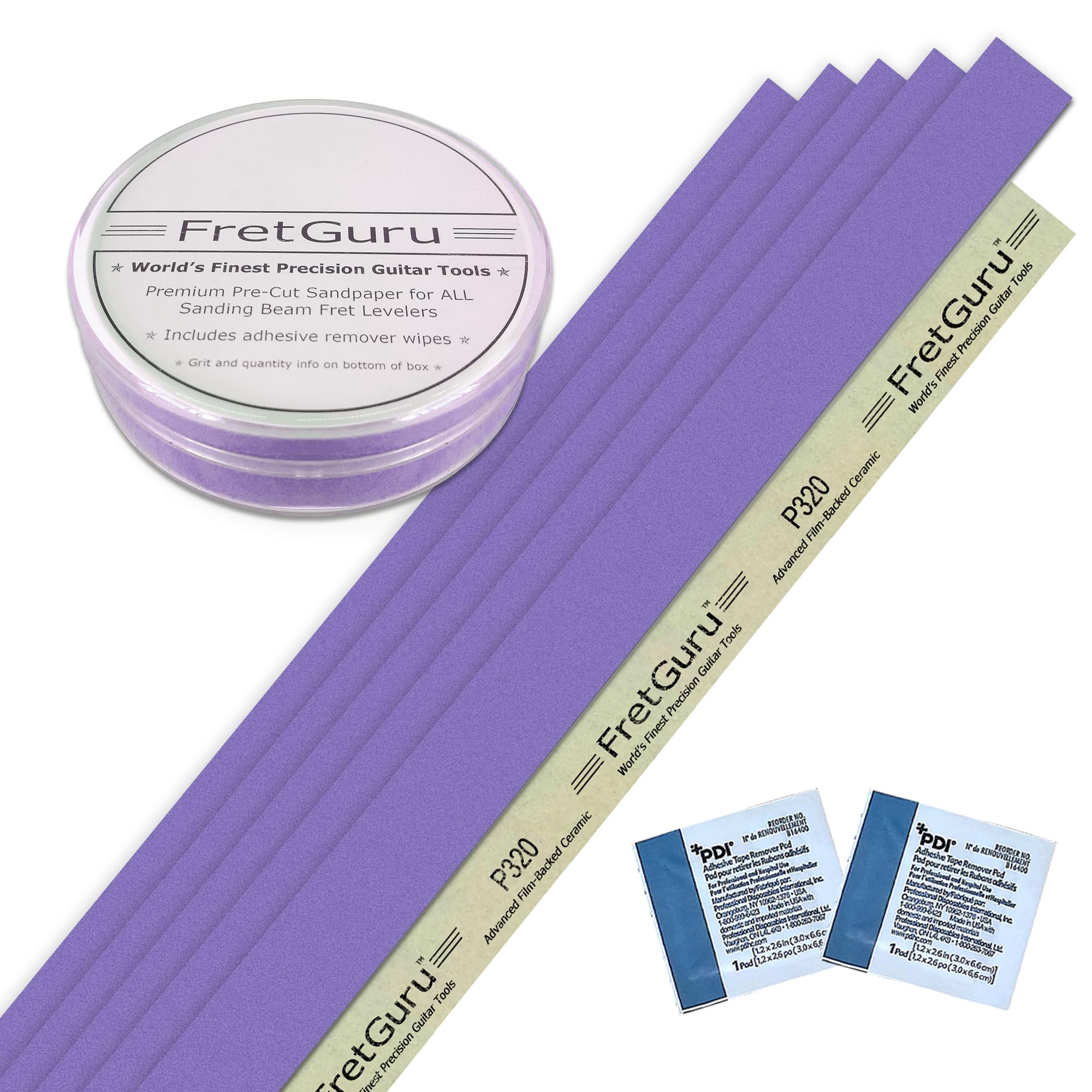 FretGuru Leveling Beam Replacement Sandpaper – 320 Grit 5 – Pack Self – Adhesive Strips for All Sanding Beam Fret Leveler 16” 400mm P320