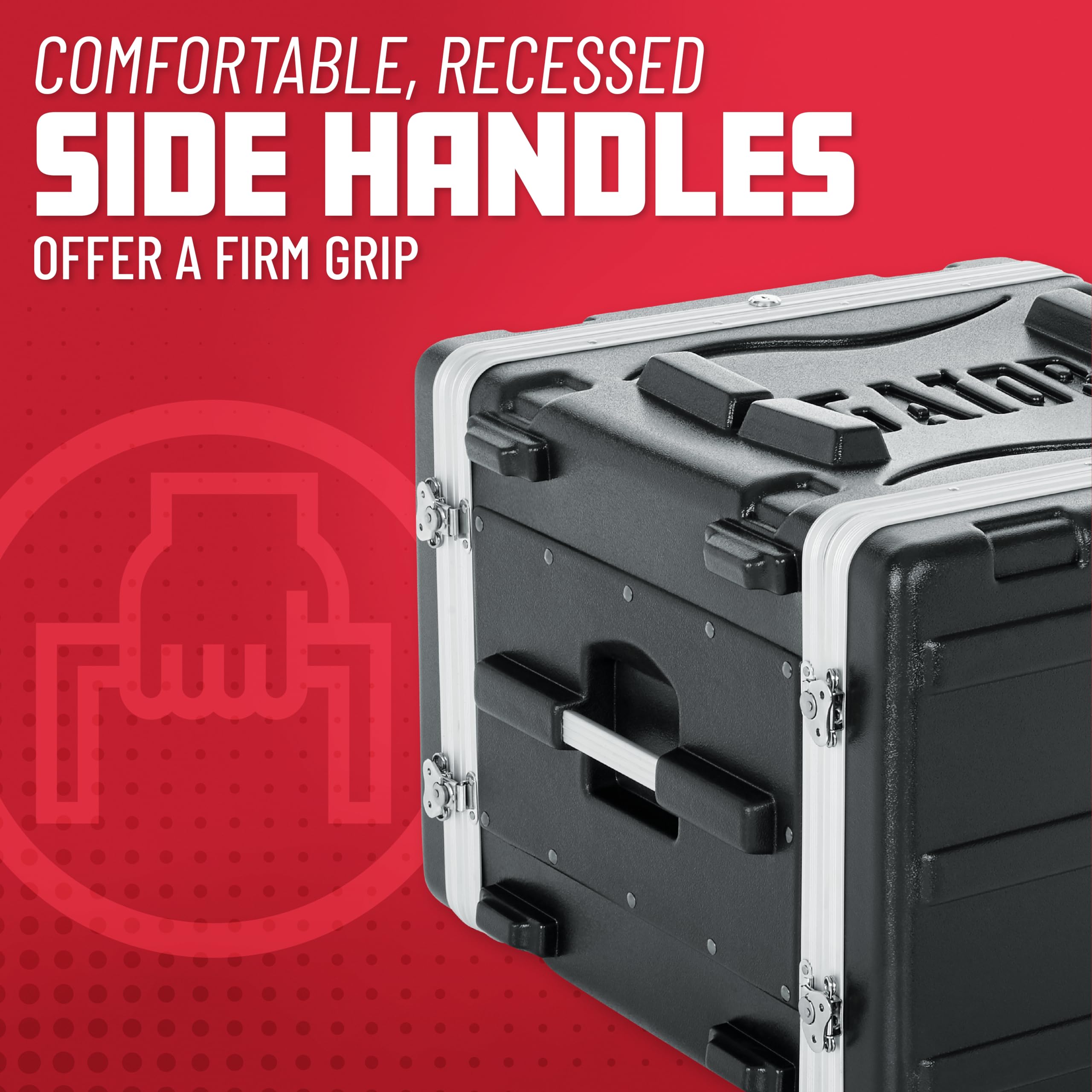 Gator Cases Lightweight Molded 8U Rack Case with Heavy Duty Latches; Standard 19.25″ depth, 8U (GR-8L)