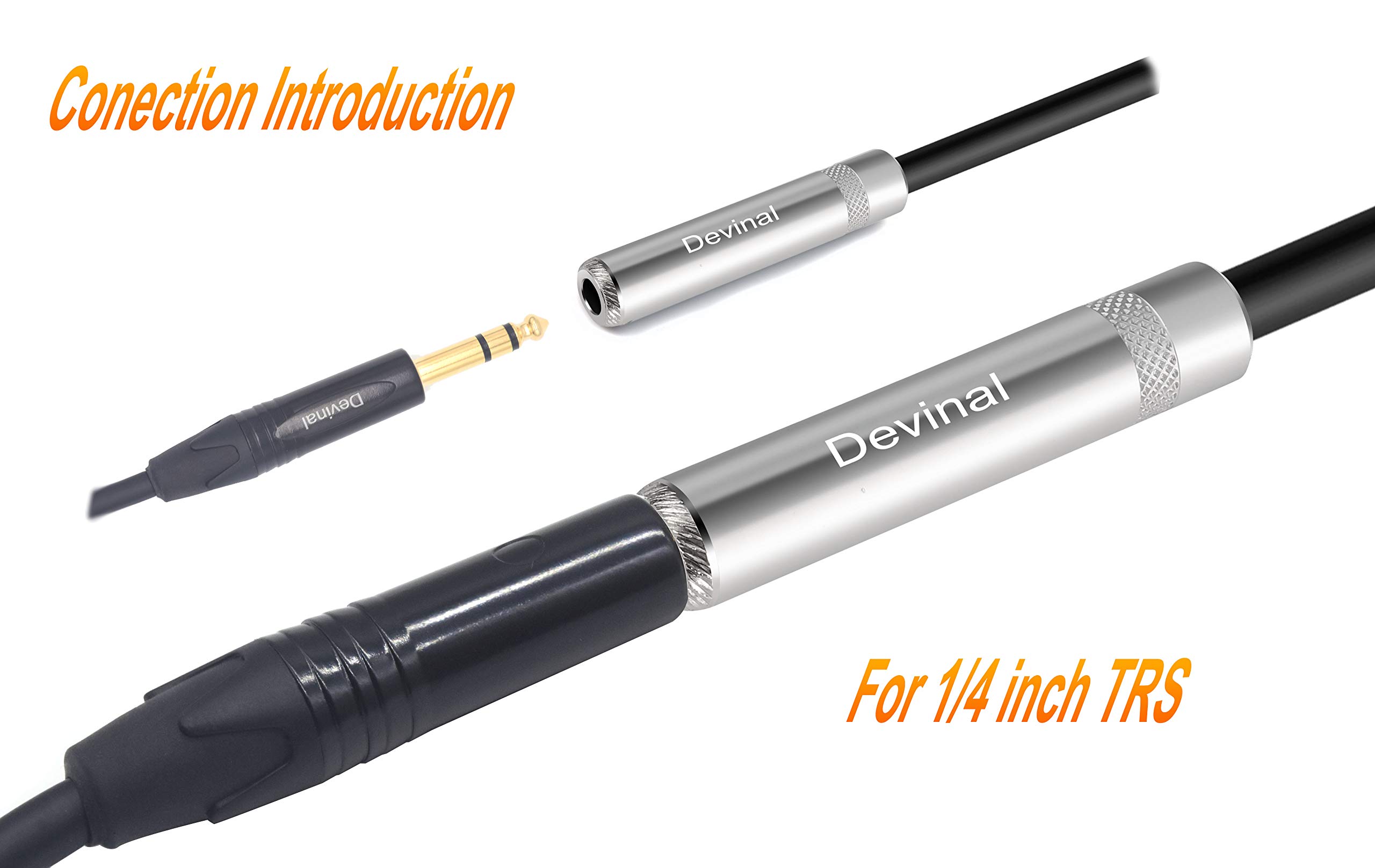 Devinal 1/4″ Female to Dual XLR Y Cable – 6.35mm TRS to 2 XLR Microphone Converter – 1FT Audio Breakout Cord