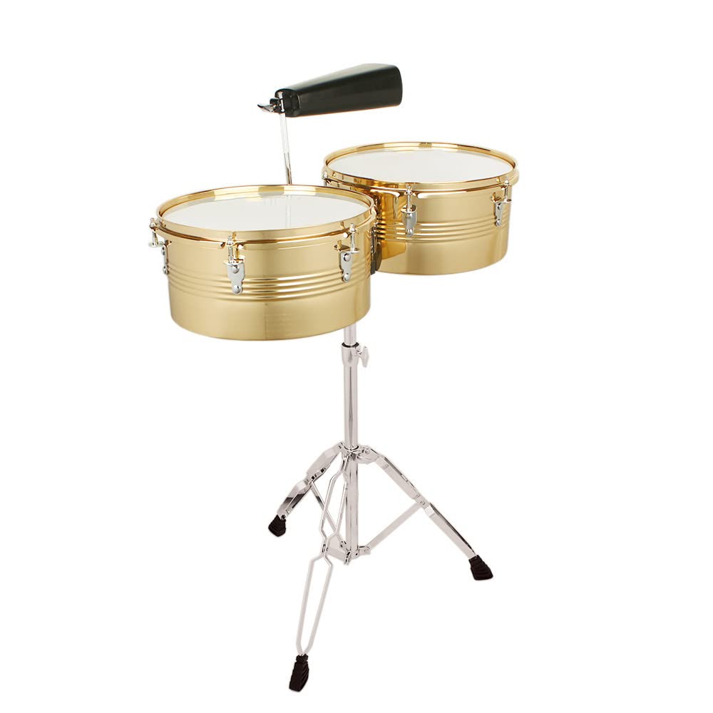 Ktaxon 13 Inch & 14 Inch Timbales Drum Set, Gold